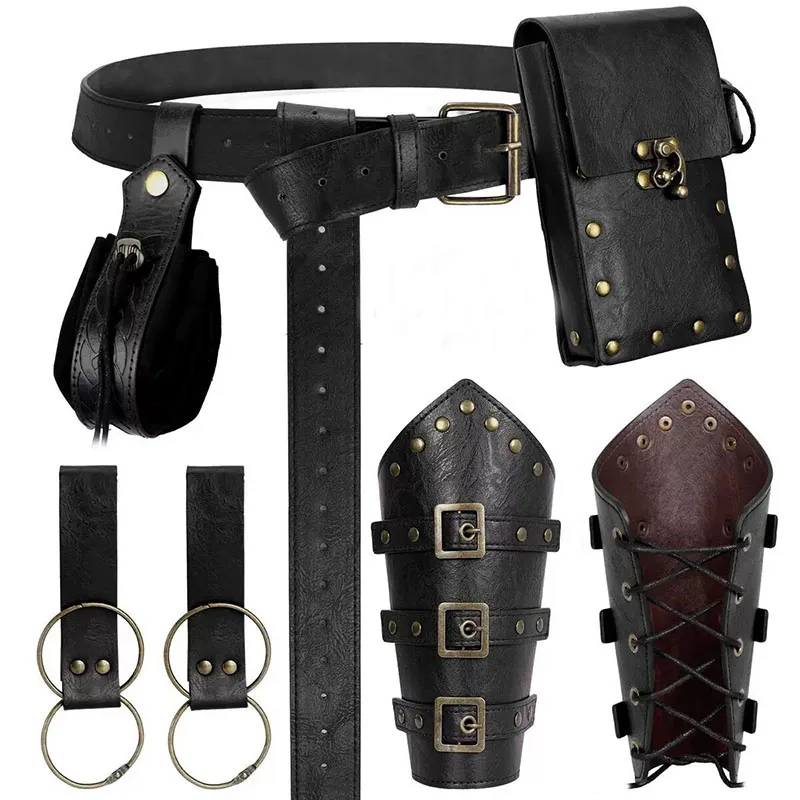 Viking Costume Accessories Set Medieval Retro Steampunk PU Leather Props Halloween Cosplay LARP Renaissance Party Role Play view 2