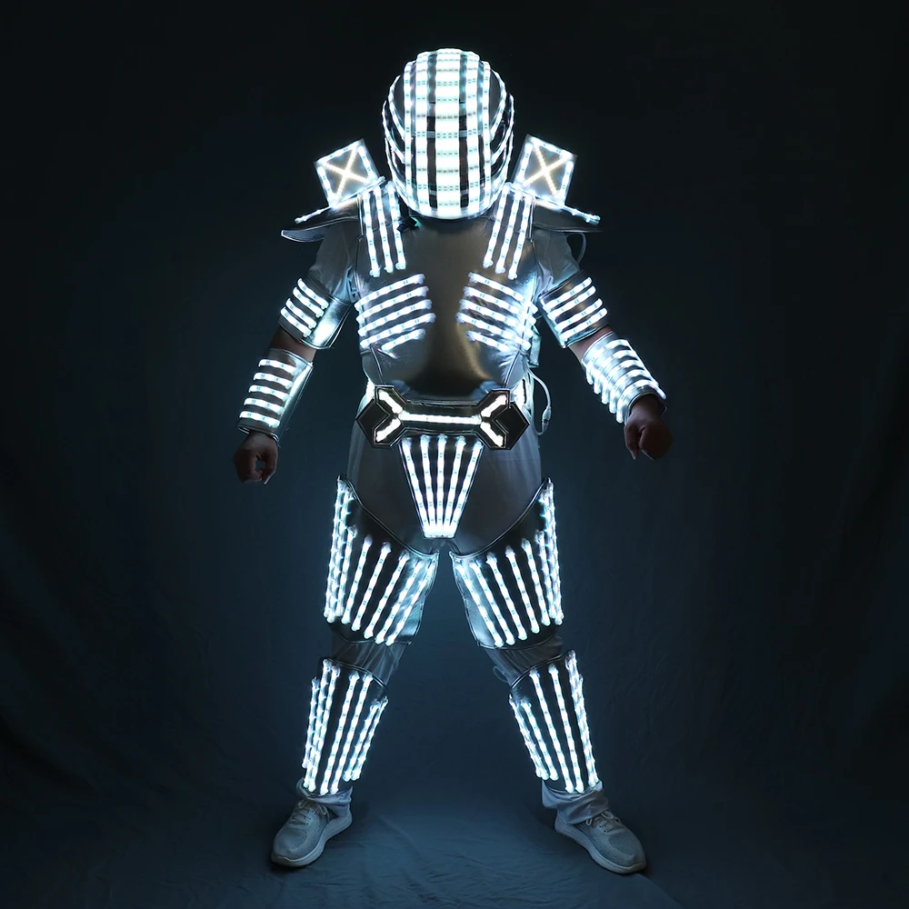 Robot uprawny, kolor RGB LED, kostium męski, świecąca odzież LED, ubrania taneczne, do nocnych pałek, imprez, KTV