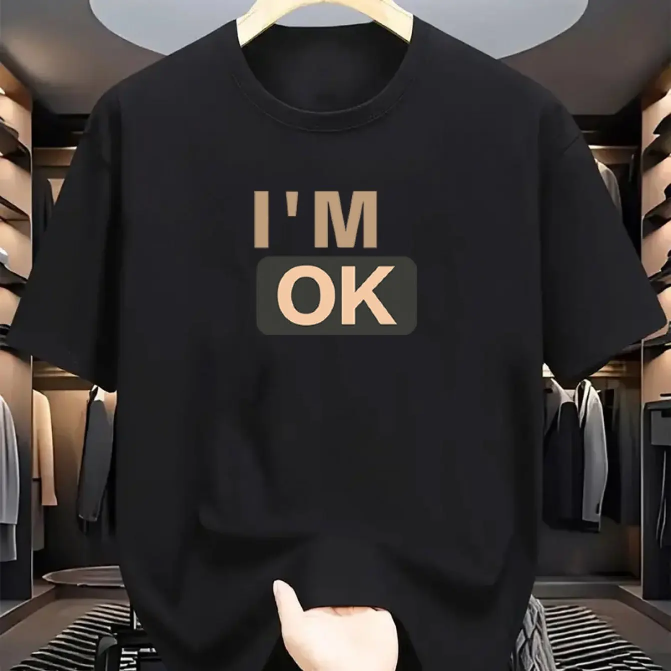 

Женская футболка с рисунком «I'M OK» — повседневная футболка с круглым вырезом и короткими рукавами, удобная и дышащая для повседневной одежды и отпуска