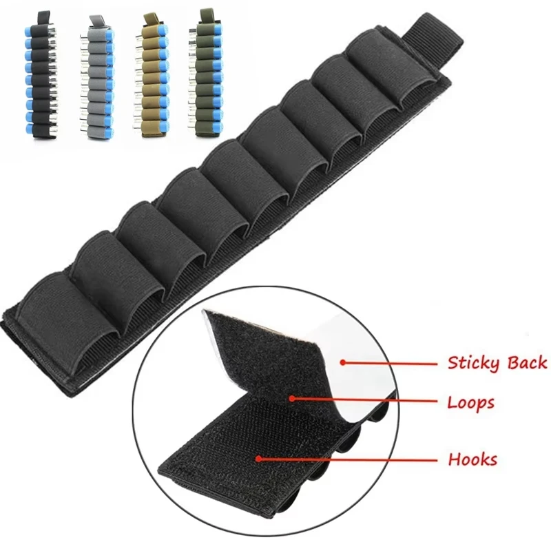 

Tactical Outdoor 9 Round Shotgun Shell Holder Ammunition Pistol Bullet Reload Holder with Adhesive Backing Sticker for Shooting