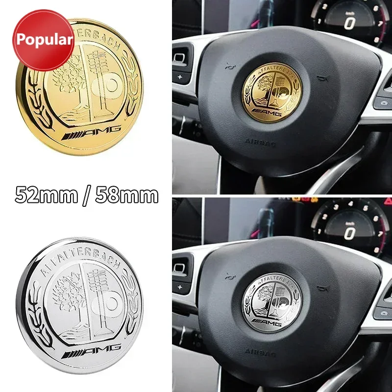 

# 1 шт., 52 мм, 58 мм, наклейка на руль автомобиля, салон автомобиля для Mercedes Benz AMG W212 W213 W205 W177 V177 W247 W176 GLA GLC W166