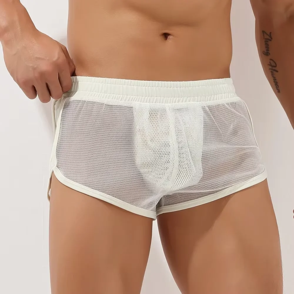 

Men's Casual Shorts Breathable Mesh Lounge Athletic Pants Comfortable Casual Home Wear Relaxed Daily Bottoms Seen Through Trunks