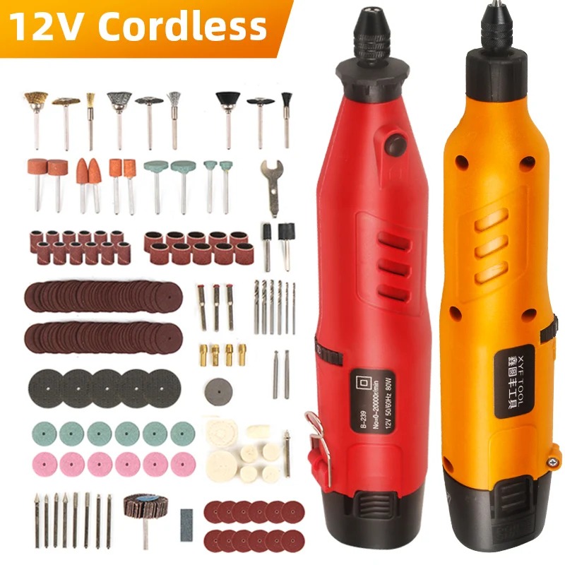 12V Mini Drill Machine Tools Cordless Rotary Tool with Dremel Polishing Accessories Engraving Pen Mini Electric Drill