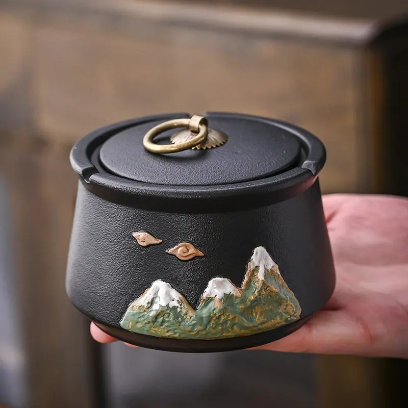 

Керамическая пепельница с крышкой, креативная персонализированная модная офисная пепельница с защитой от разлета золы, пепельница в европейском стиле для гостиной и дома