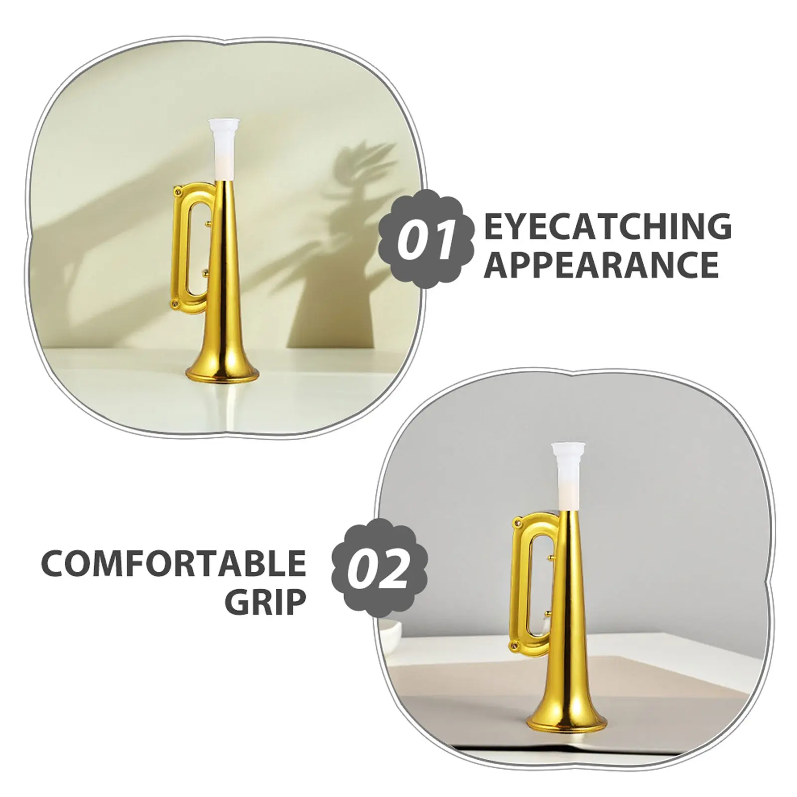18pcs Plastic Golden Trumpet Horns – Portable Cheer Noise Makers for Sports Events, Birthday Parties & Concerts