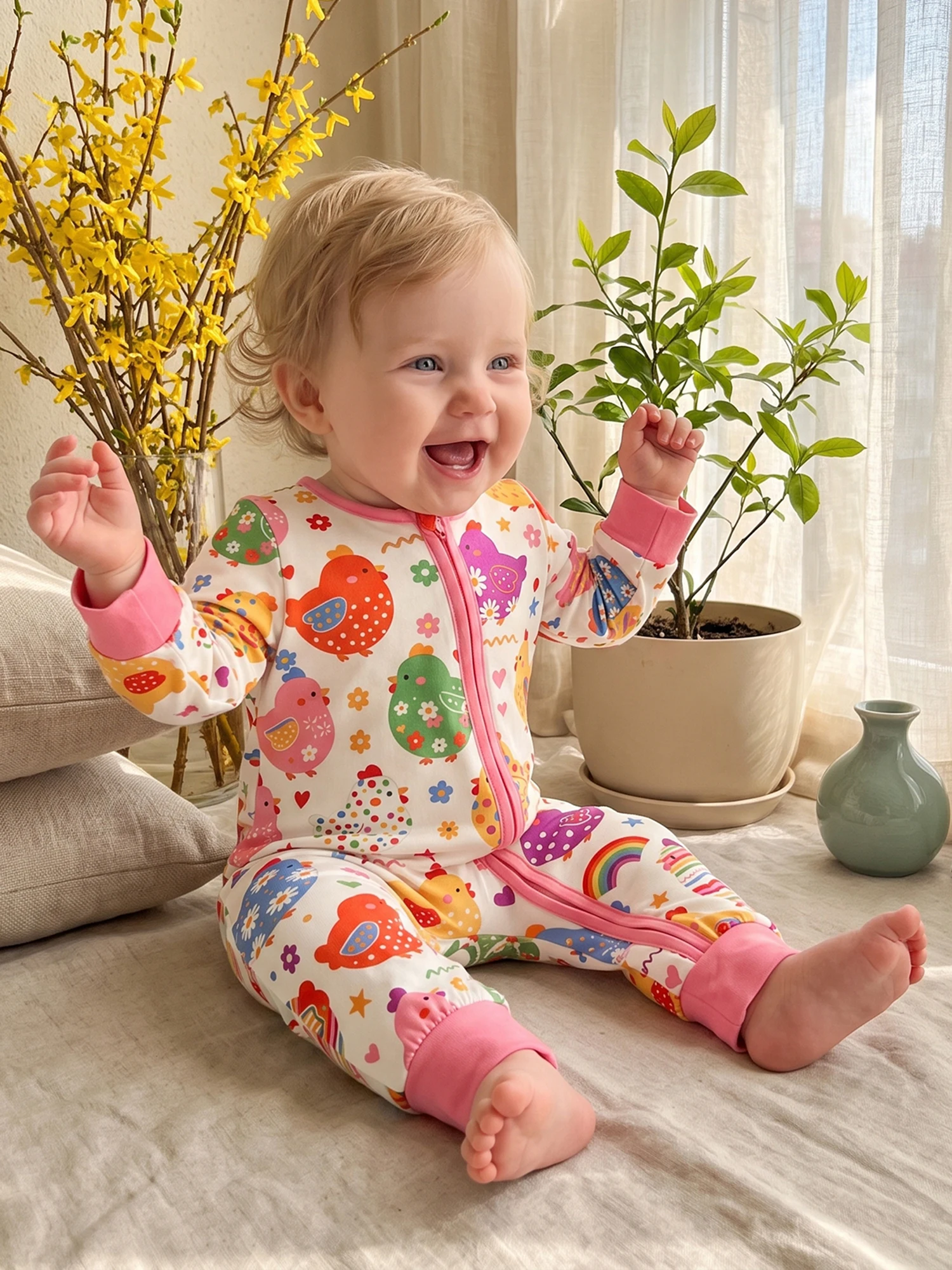 Excavator Chicken Fun Tractor Excavator Fall Zipper Romper Romper Jumpsuit Fall Zipper Baby Fall Premium