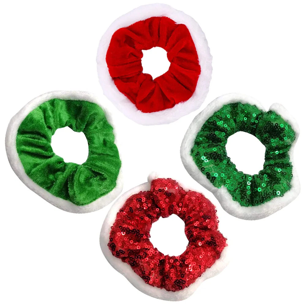 

4 Pcs Christmas Hair Tie Accessory for Weddings Scrunchies Women Curly Ornament Fabric Scarf Decoration