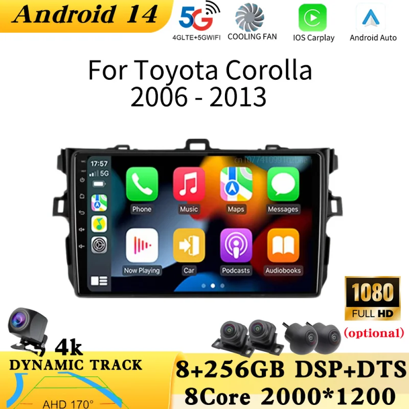 Android 14 Car radio For Toyota Corolla 2006 2007 2008 2009 2010 2011 2012 2013 Navigation Multimedia Player Carplay Auto Stereo