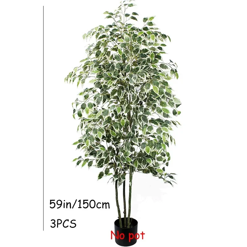 3-6Ft Large Artificia Ficus Tree Fake Plants Plastic Palm Tree Real Touch Banyan Leaves for Home Garden Shop Office Decor - Image 6