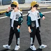 2024 autunno bambino tuta con cappuccio vestiti ragazzi tuta sportiva adolescente bambini cotone Casual cerniera felpe con cappuccio + pantaloni a