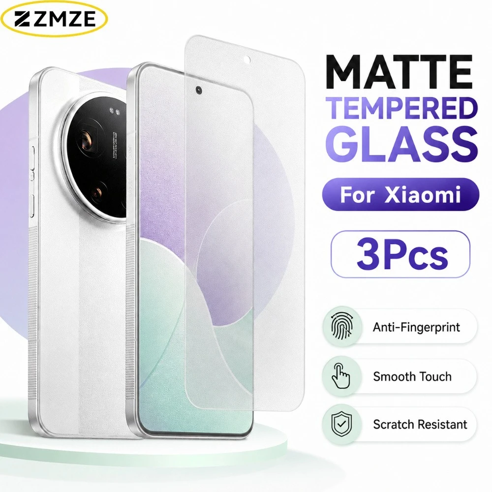 3 Stück mattierte Anti-Fingerprint-Schutzfolie aus gehärtetem Glas für Xiaomi 17 Ultra 17 Pro Max 17 Max 17T 15S 15T 14T 13T Pro 15 14 13 9H+