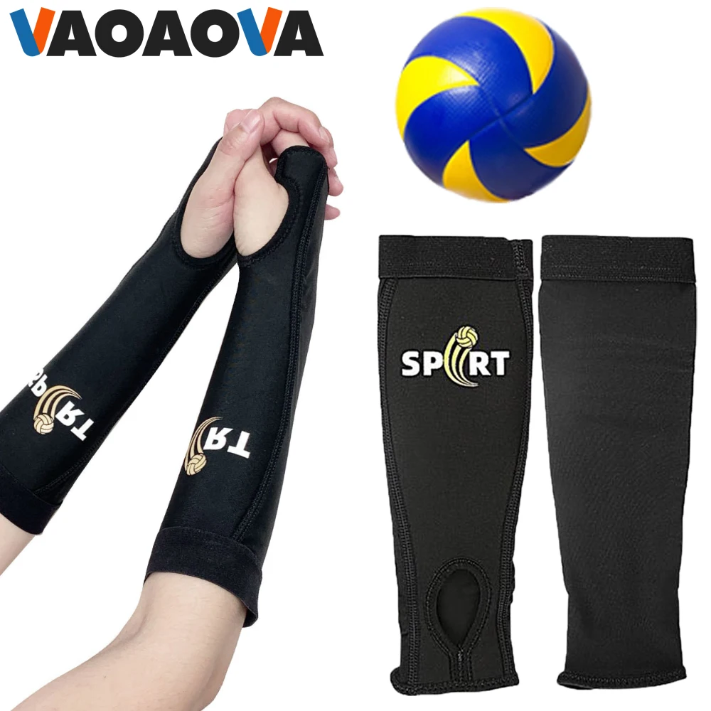 زوج واحد من واقيات الذراع الرياضية للكرة الطائرة مع فتحات للإبهام، دعامة للساعد المضغوطة الواقية من الشمس المسامية للشباب