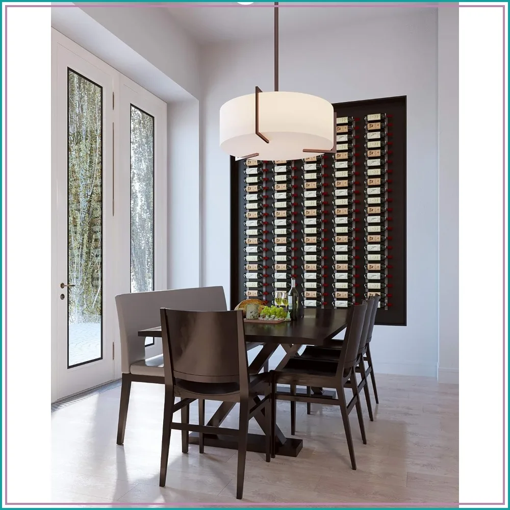 21 Bottle Wall Mounted Wine Rack, Satin Black Metal Wine Storage with Label Forward Design