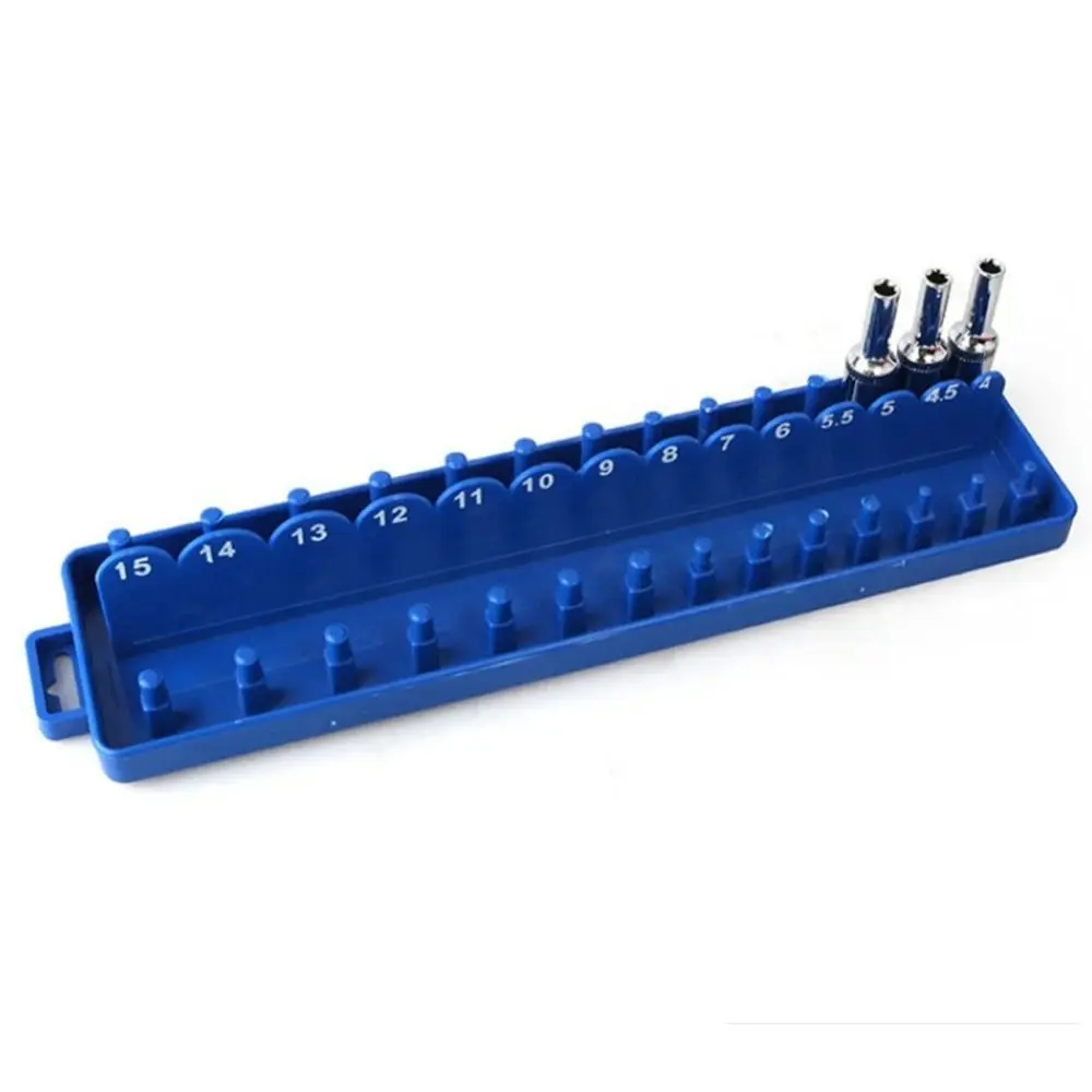 Blue Color Socket Organizer Metric Size Plastic Material Socket Tray Practical Design High Quality Socket Rack Tool Storage