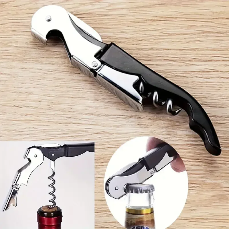 1pc Premium Edelstahl Wein Flasche Opener Multifunktionale Flaschenöffner Wein Korken Schraube Korkenzieher Bier Kappe Entferner bar – Detail 1