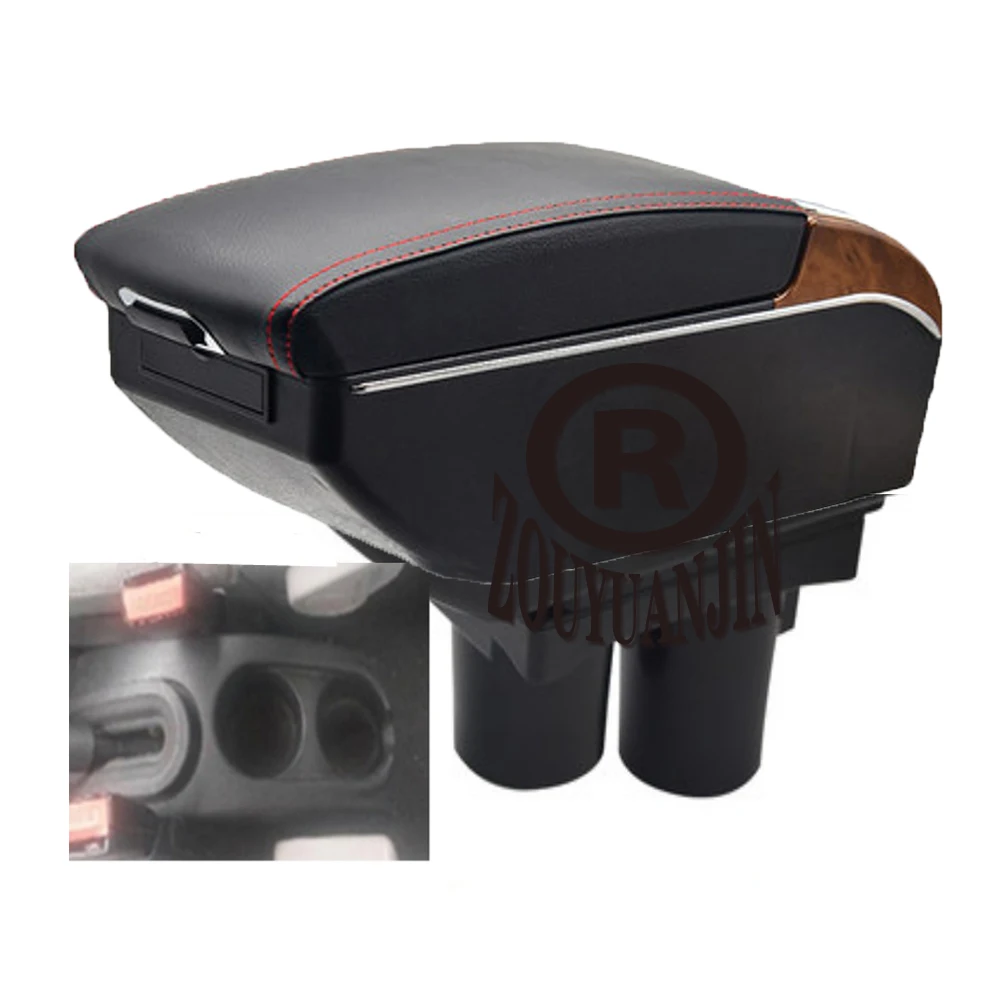 For Citroen C2 C3 Armrest Box Elbow Rest Center Console Storage with Phone Charging USB Interface Cup Holder