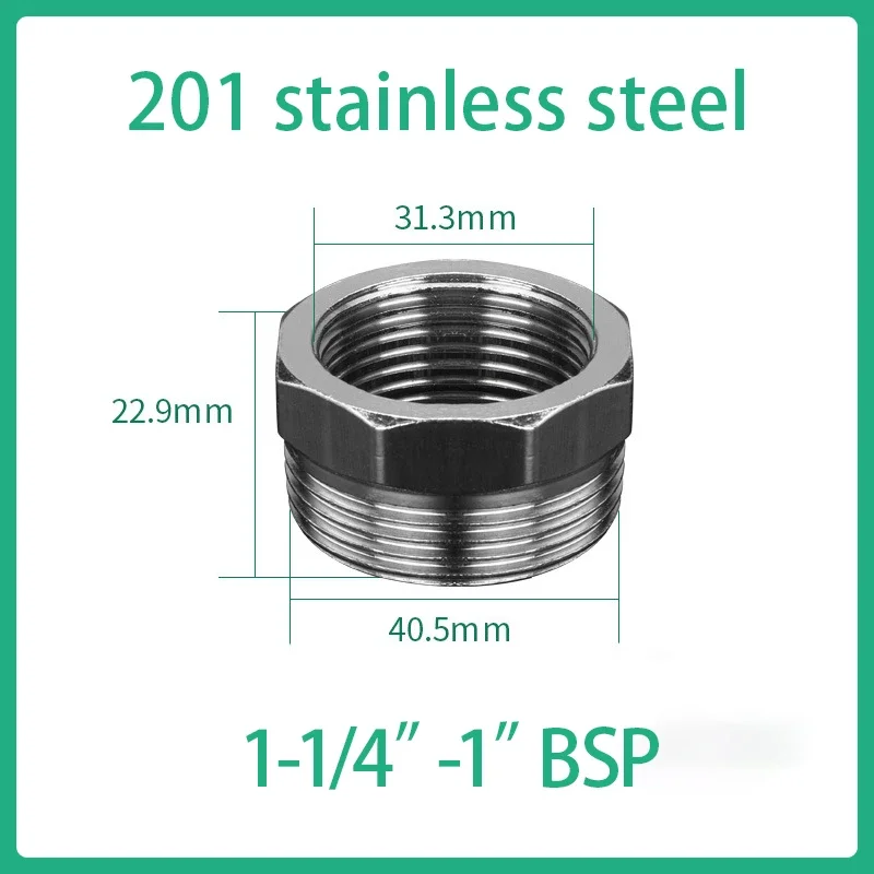 Aço inoxidável BSPT Rosca Encaixes para Tubulação de Água Gás Oil, Tonificante Coração Teducer, Bucha Macho-Fêmea, 1/4 ", 3/8", 1/2 ", 3/4"