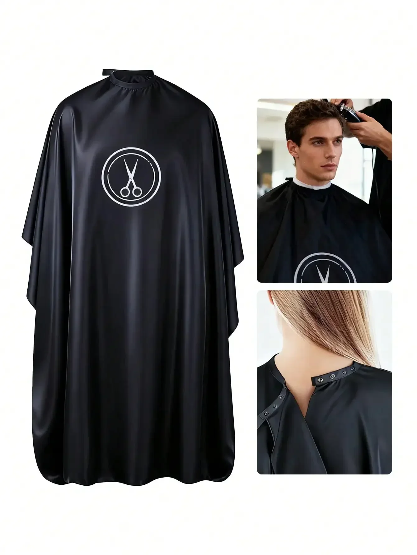 

1pc Professional Large Hair Cutting Cape - Unisex Adult Black Hair Cutting Salon Cape With Snap Closure, Waterproof Hairstylist