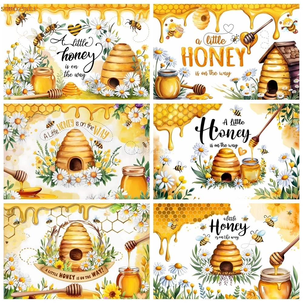 

Sweet Honey Bee Theme Photography Background Sunflowers Newborn Birthday Party Decoration Baby Shower Backdrop Photozone Props