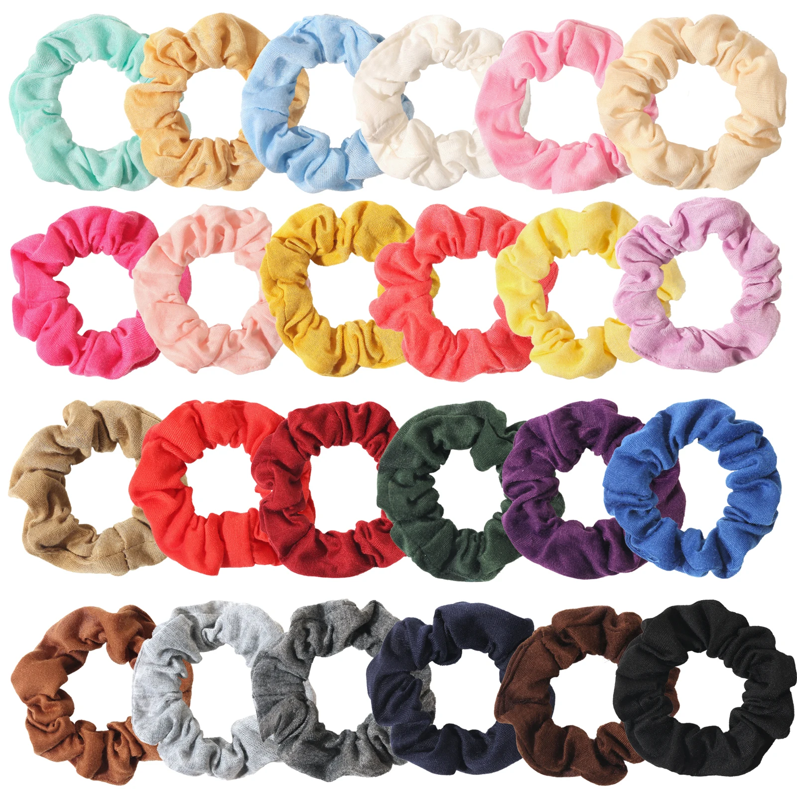 Pack of 2 Mini Cotton Scrunchies Solid Color Ponytail Holder for Women Girl Hair Accessories Hair Ties