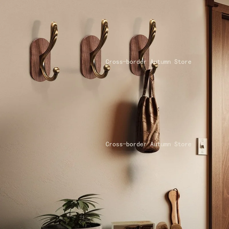 Chinese hanger at the entrance entrance, solid wood hanger without punching holes Complete specifications for household items