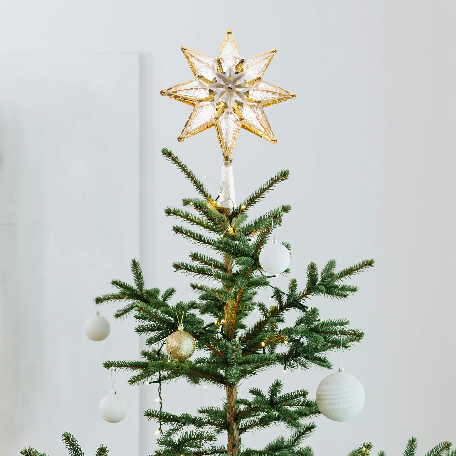 

LED Christmas Tree Round Golden Decorations Home Office Party Xmas Star Toppers Lighting Festive Holiday