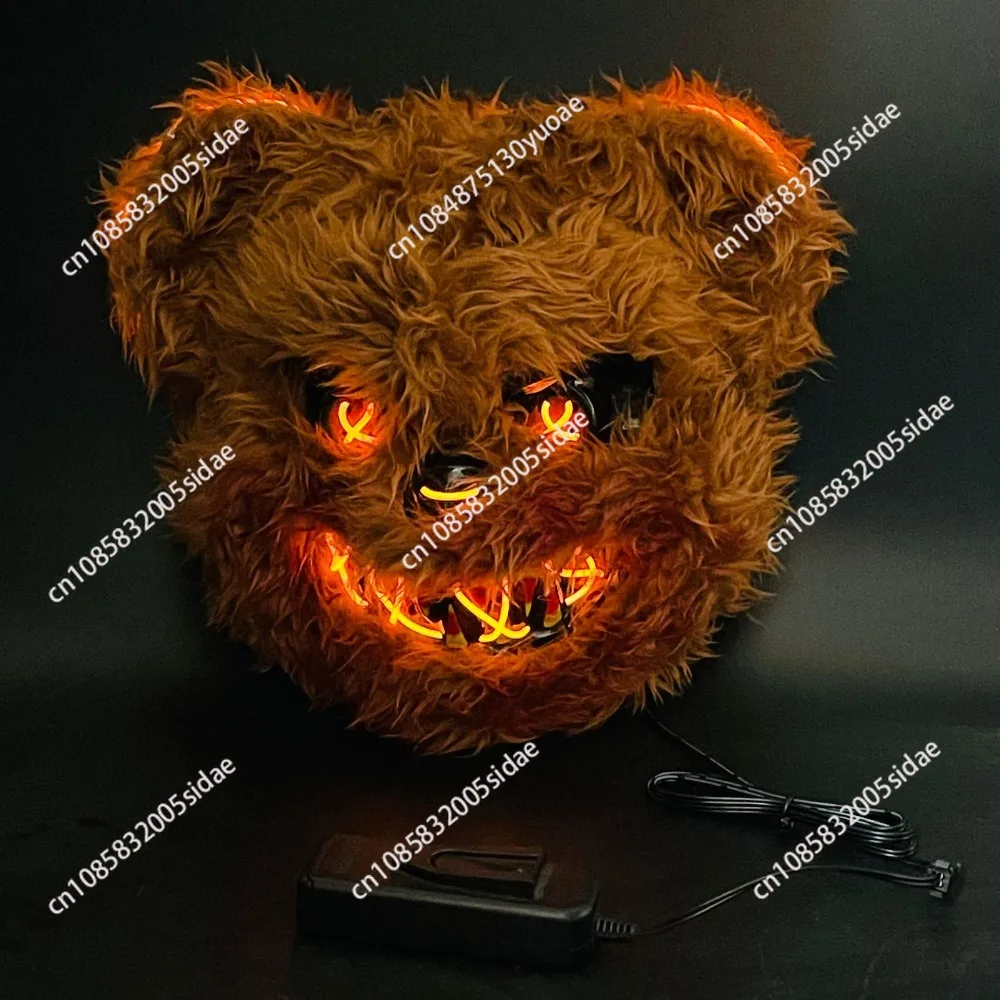 Halloween horror dress up props 2024 new, luminous led rabbit mask cyberpunk cool mask