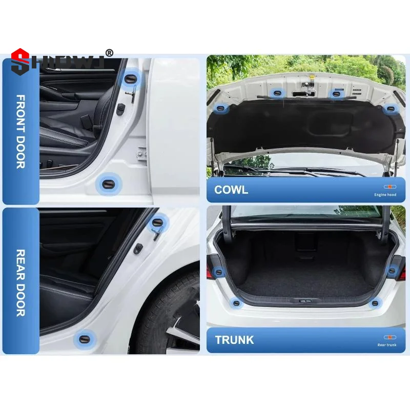 SEAMETAL 12Pcs Upgraded Car Door Gap Cushion Hood Bumper Shock Absorber Reduce Noise Door Protection Pad Universal For Sedan Su