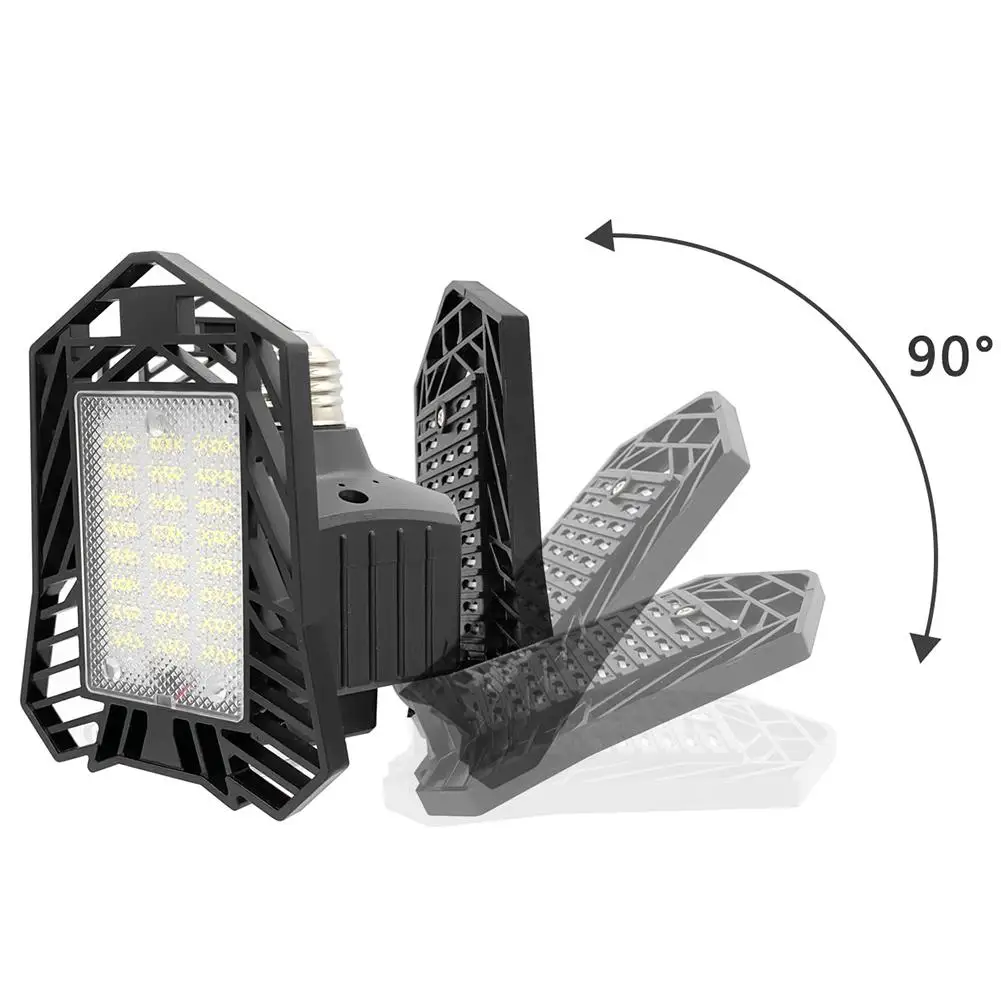 2023 Nieuwe Led Garage Light 360 Graden Vervormbare Plafondlamp Voor Thuismagazijn Werkplaats Opvouwbare Driebladige Vervormingslamp