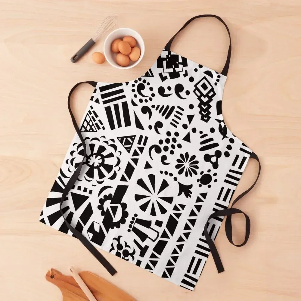 

black and white tribal shapes Apron Custom Chef Uniform Women Women's Dresses Apron