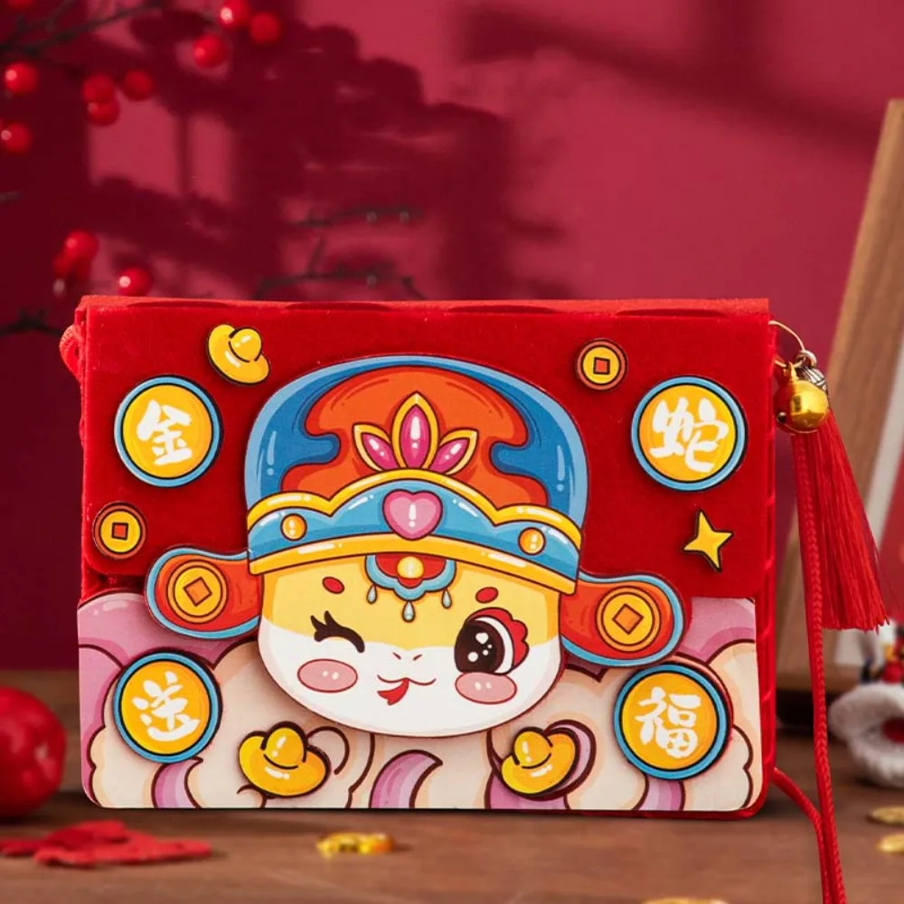 

Non-woven Cloth Fabric Diy Handbag with Rope Snake Pattern New Year Diy Bag Kids Craft Toy Chinese Style