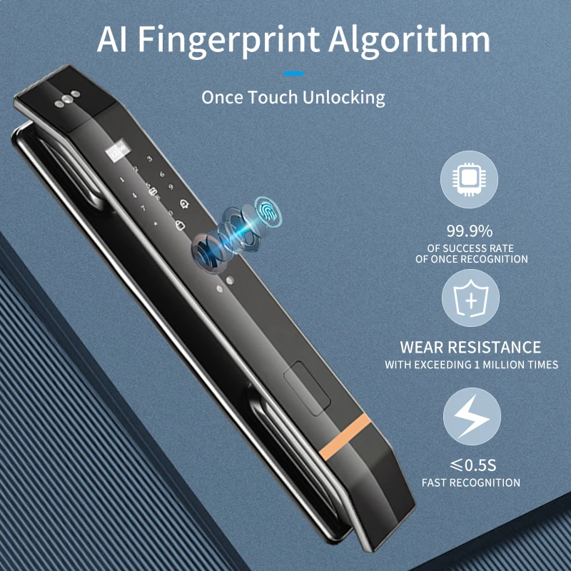 3D Face Smart Door Lock Biometric Recognition Fingerprint Password IC Card APP Wifi Lock Unlock for Home House Apartment