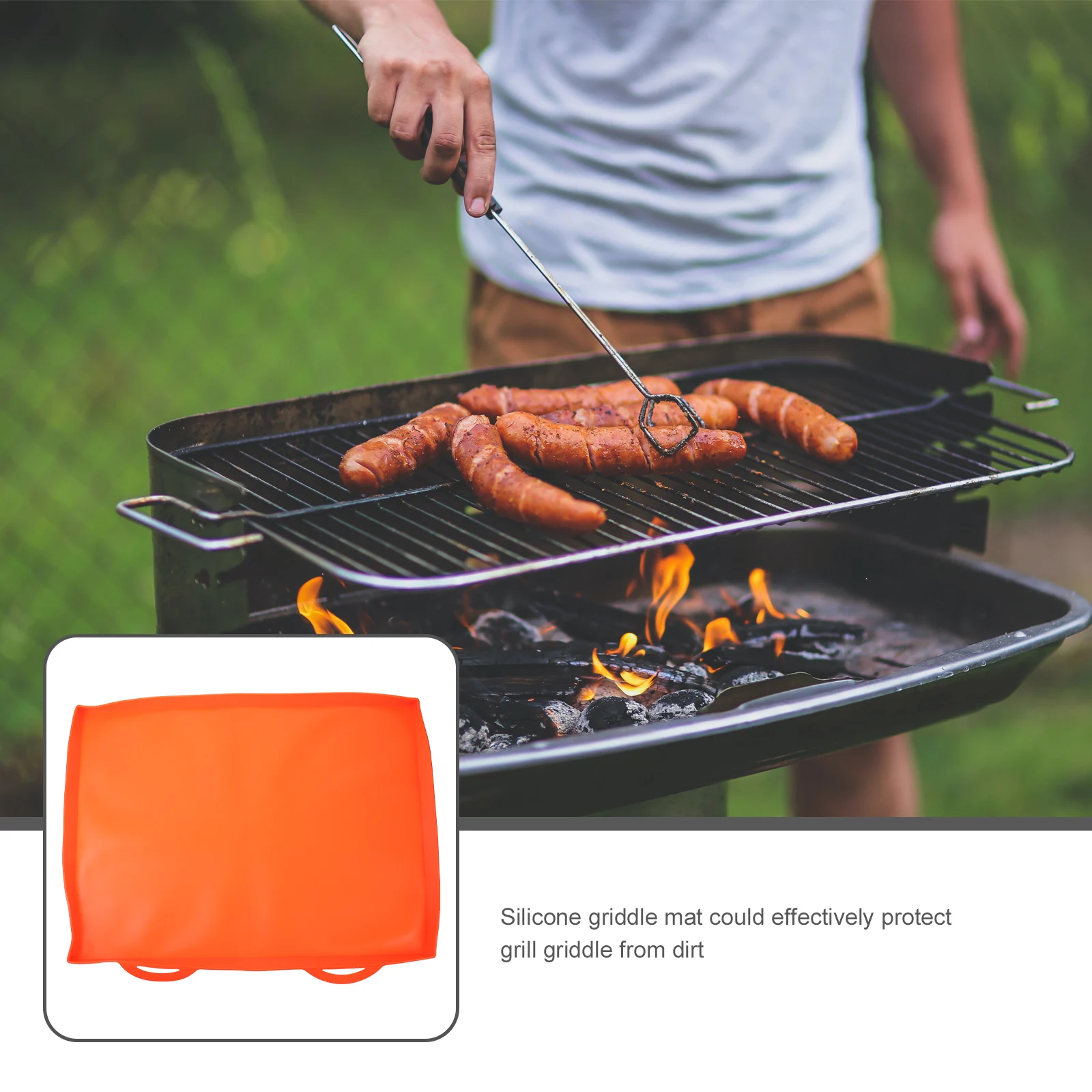 

Charcoal Grill Silicone Baking Sheet Mat Skillet Griddle Covers Barbecue Orange
