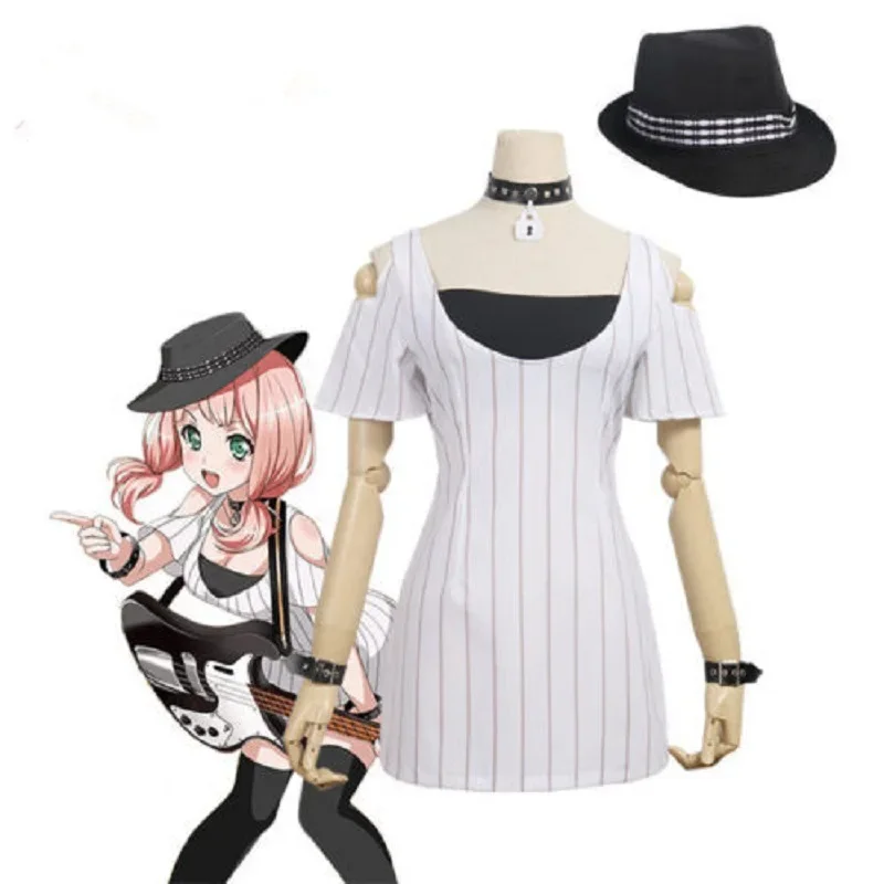 SingXeng Anime BanG Dream! Uehara Himari Cosplay Costume Dresses And Hat Afterglow Bassist Stage Performance Outfits Customize