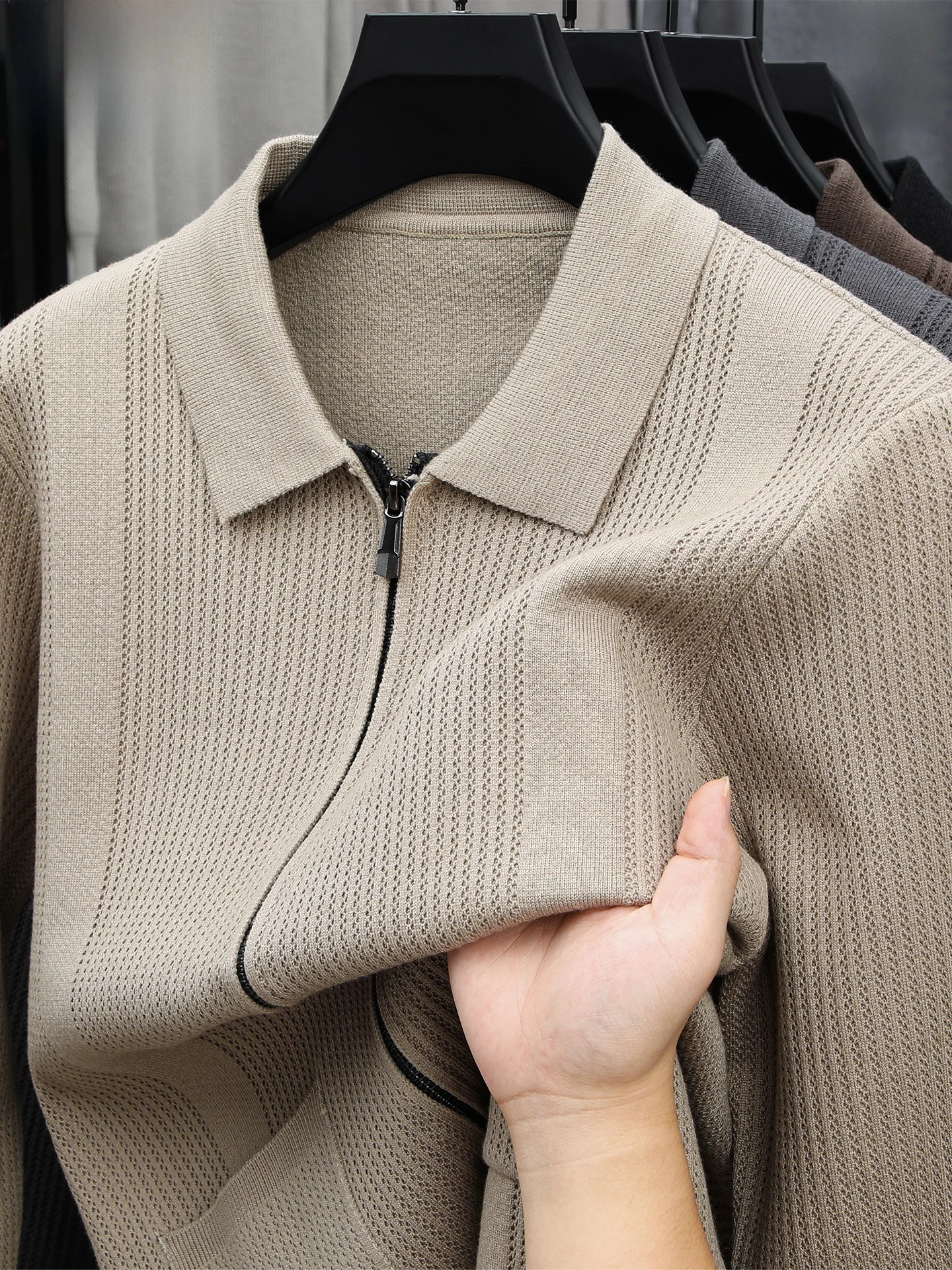 

Мужской вязаный шерстяной свитер Pierre Cardin, повседневный кардиган на молнии с длинными рукавами, удобный, дышащий, теплый, для весны и осени