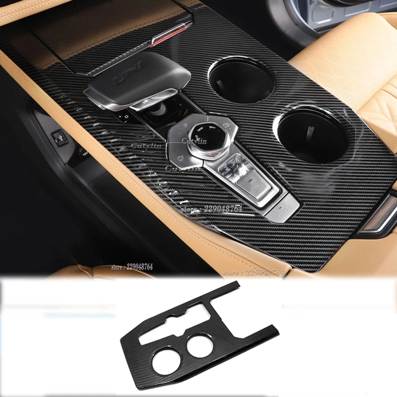 For Changan UNIK UNI-K Accessories 2021-2023 2024 Carbon Car Central Console Gear Shift Panel Frame Sticker Water Cup Cover Trim