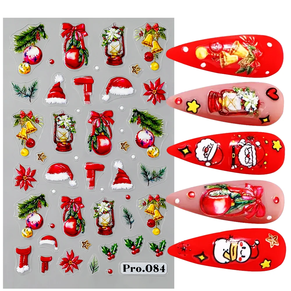 1 قطعة 5D لطيف سانتا كلوز مسمار الفن ملصق ندفة الثلج ، ثلج ، الأيائل ذاتية اللصق مسمار الشارات الشتاء عيد الميلاد DIY بها بنفسك مانيكير المتزلجون