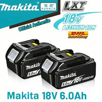 Original Makita battery, 18V, 6.0Ah, rechargeable lithium battery, replacing Makita 18V BL1830, BL1850 Makita power tool battery