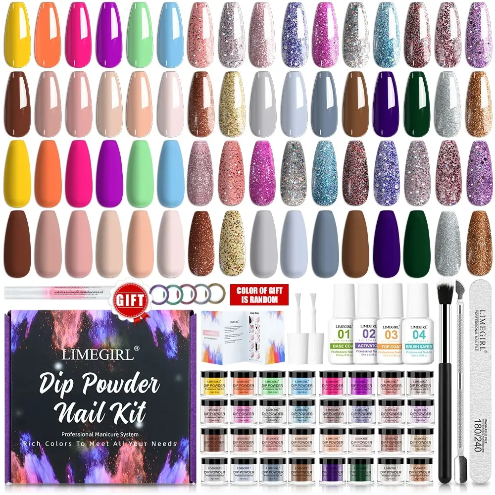 23Pcs Dipping Nail Powder Kits Sparkly Shinning Dip Polish Nail Glitter DIY Decoration Chrome Without Lamp Cure Set