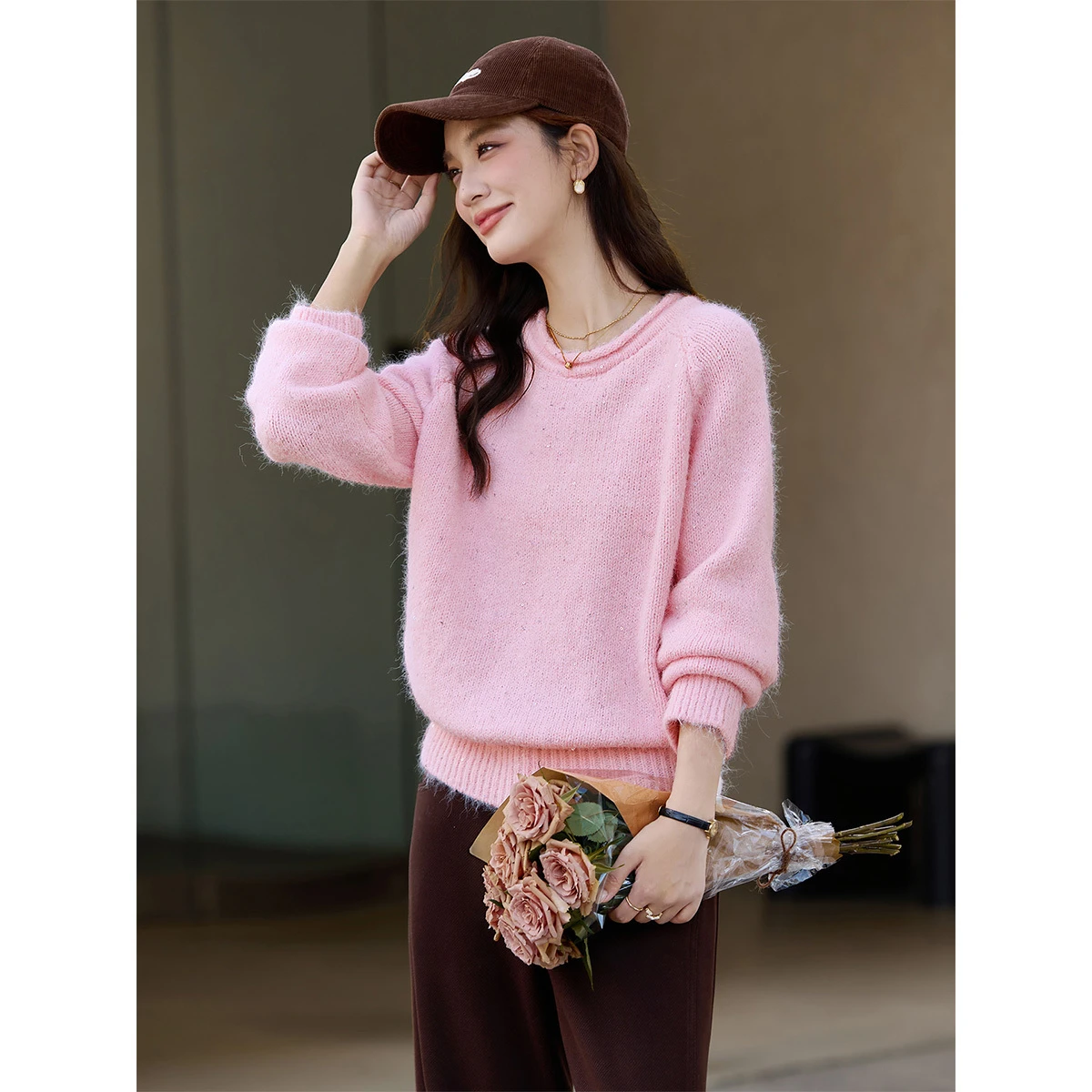 VIMLY Maglieria delle nuove donne 2025 Dolce misto lana solida Girocollo Maglione con paillettes Maniche lunghe Abiti invernali caldi Donna 30396