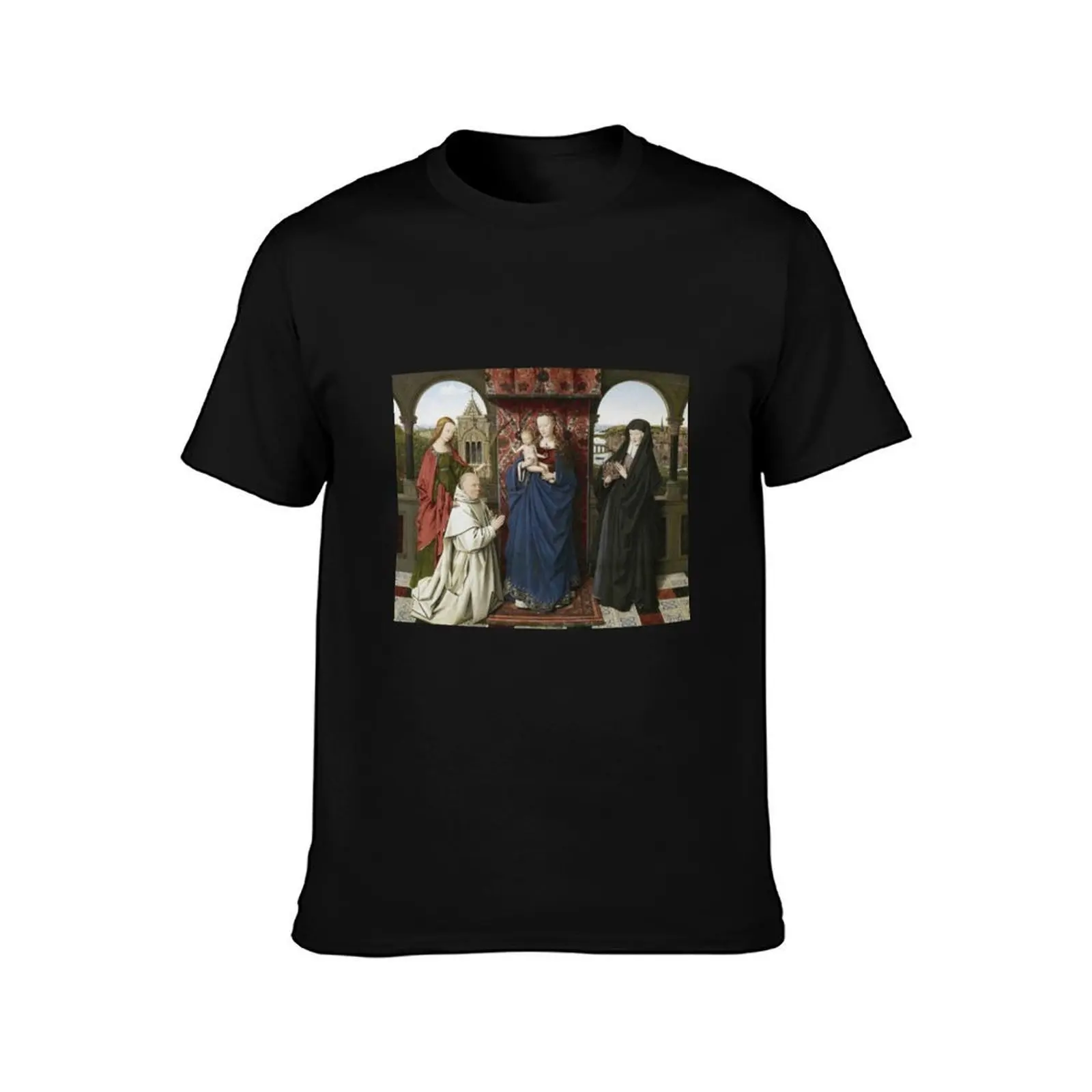 Jan Van Eyck - The Virgin And Child With Saints And Donor T-Shirt, Summer Casual Cotton Tee, Oversized Streetwear Tops