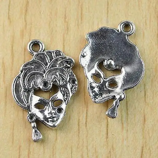 8pcs 29.3x19.2mm Tibetan silver girl mask design charms h1073