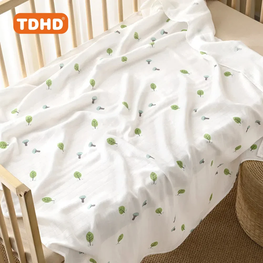 

TDHD Soft Bamboo Cotton Gauze Blankets - Youngsters' Blanket | Newborn Receiving Blanket | Adorable Animal Plant Print Swaddle