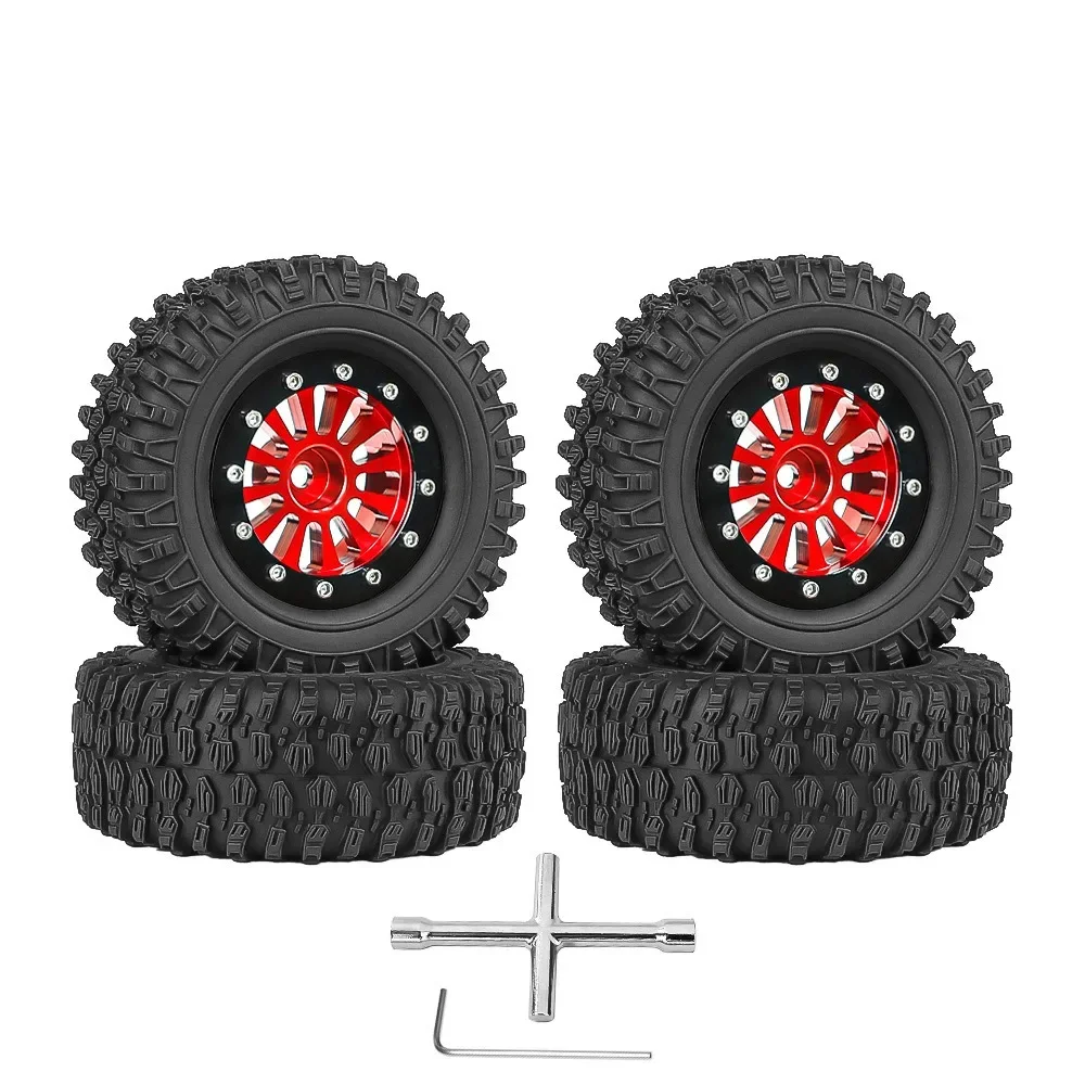 Jeu de pneus de roue à billes en métal, 65mm, 1.3 pouces, pour voiture sur chenilles 1/18 1/24 RC TRX4M SCX24 AX24 FCX24, pièces de mise à niveau, 4 pièces