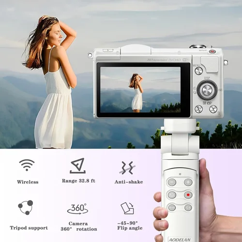 Imagen 2 del producto Empuñadura de disparo inalámbrica para cámara con mango de liberación de obturador, Mini trípode para Sony ZV-E10II ZV-E1 ZV-1II A6700 A7IV A7RV A1 A9III