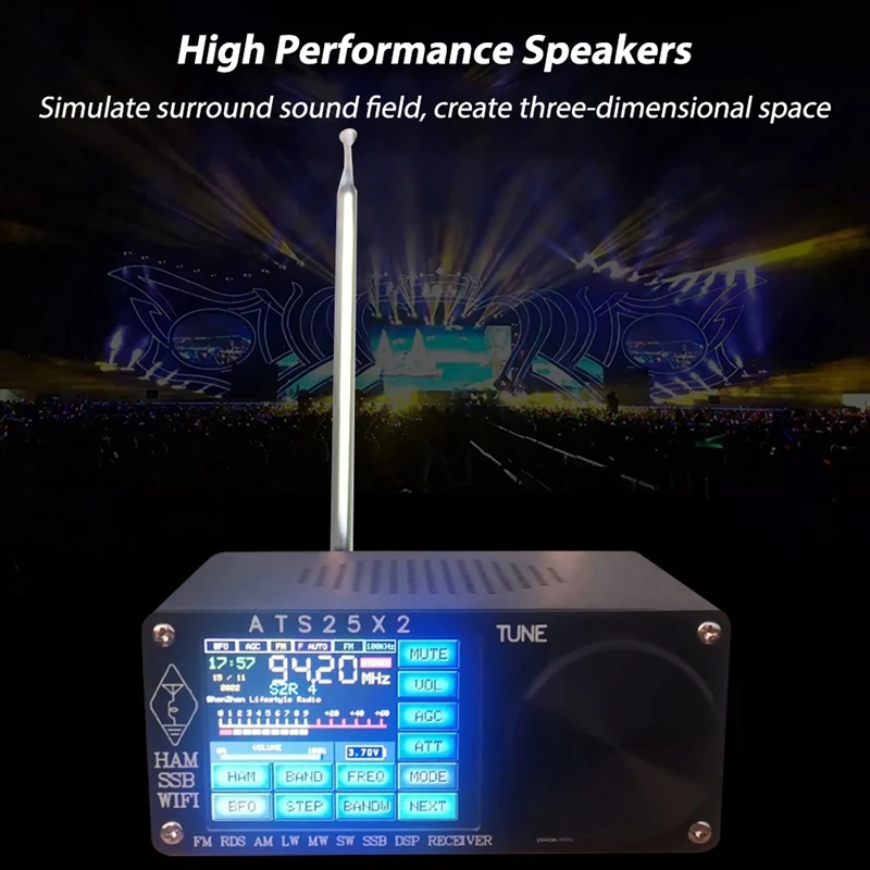 1 Set Spectrum Scanner DSP Receiver ATS-25X2 108Mhz FM RDS Radio 2.4 Inch Touch Screen 1730Khz-30000Khz SSB