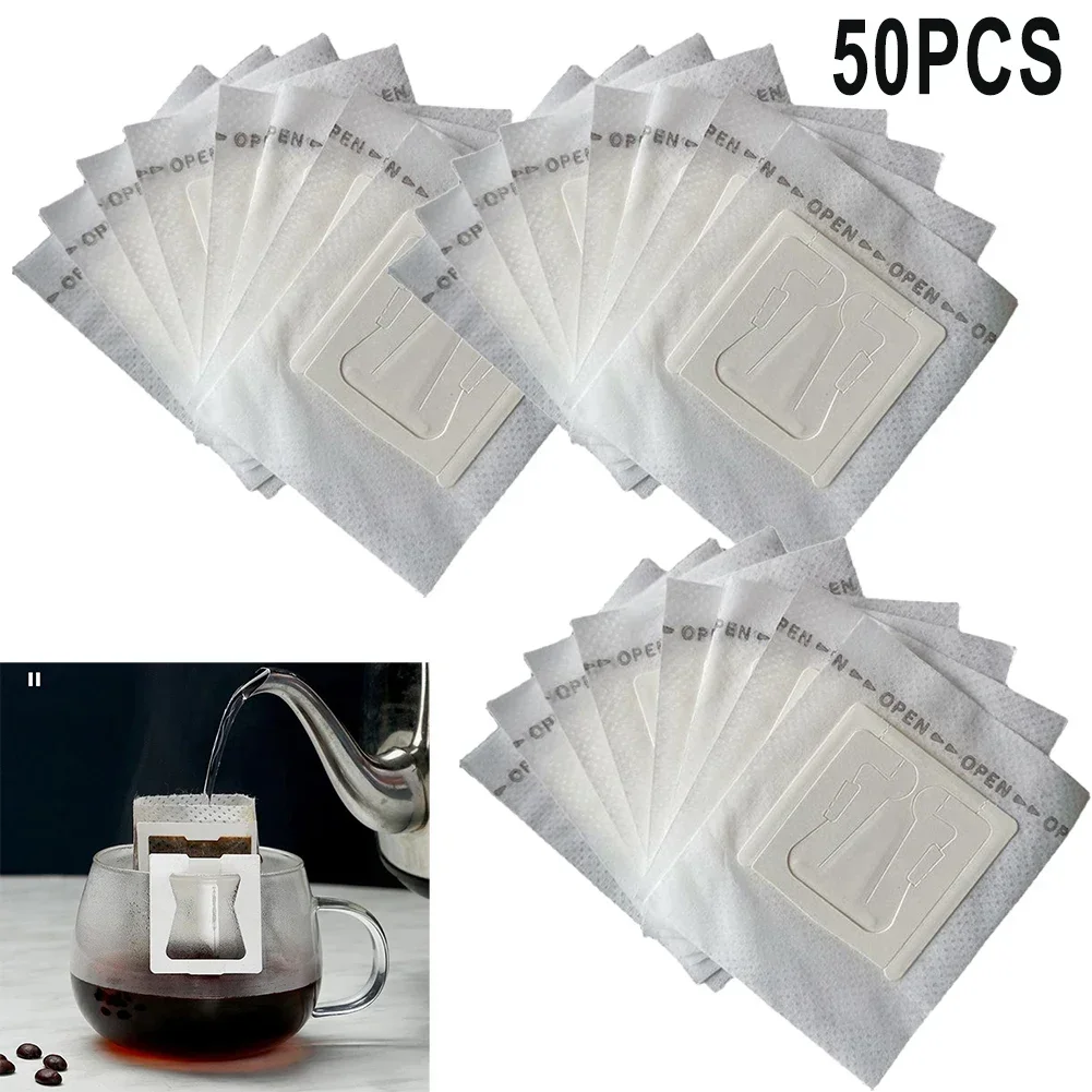 50PCS Disposable Drip Coffee Cup Filter Bags Hanging Cup Coffee Filters Coffee And Tea Coffeeware Kitchen Tool