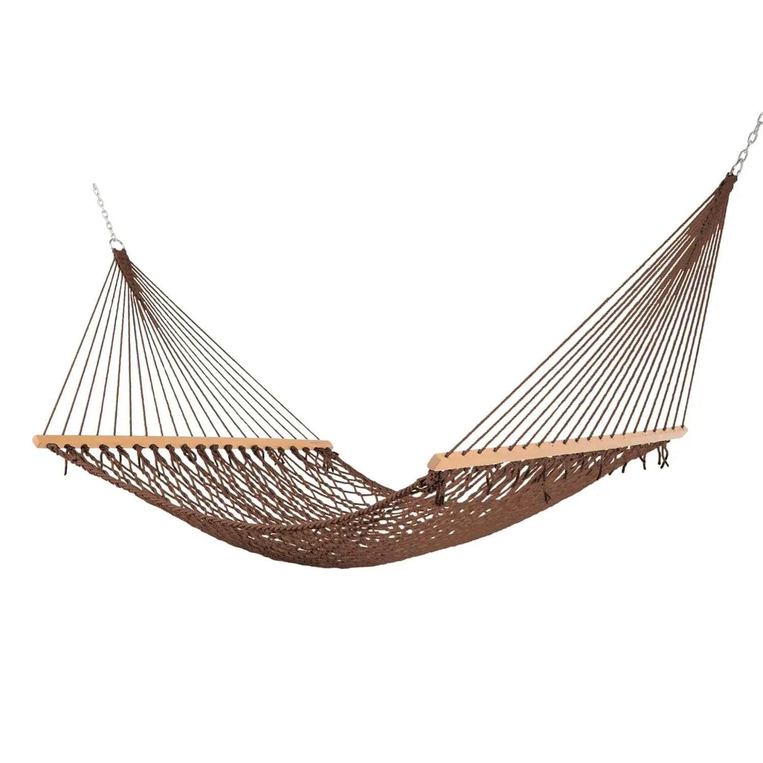 

13ft Double Hand Woven Brown Polyester Rope Hammock 2 Person 450lb Free Chains Hooks, Customized