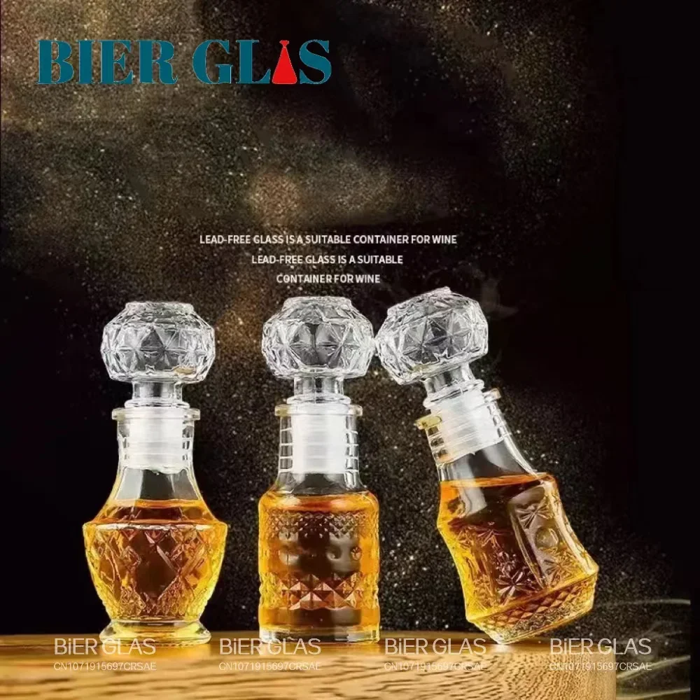 5 10 15 Pcs Whiskey Liquor Bottle 50ml Cute Glass Dispenser Mini Alcohol Guest Gift Wedding Decanter Wine Pot Shot Jars Bar Set