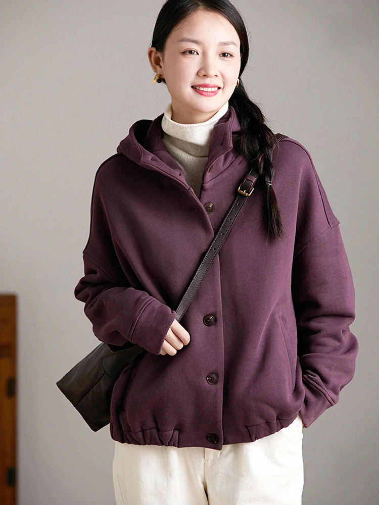 

Утепленная куртка из 100% хлопка с флисовой подкладкой, свободного кроя, с воротником-стойкой, повседневная, для женщин, осень-зима, новинка